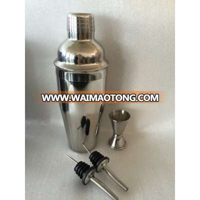 Popular 750ML Stainless Steel Cocktail Shaker and Jigger,Pourer 4PCS Set